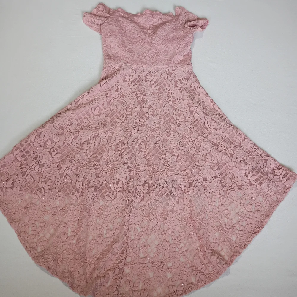 City Studio Blush Pink With Sparkles Lace High-Low Dress Sz 5